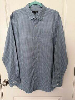 NWOT Banana Republic Men's Blue Windowpane Dress Shirt